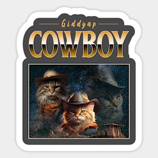 Funny Cowboy Cat Giddy Up Sticker